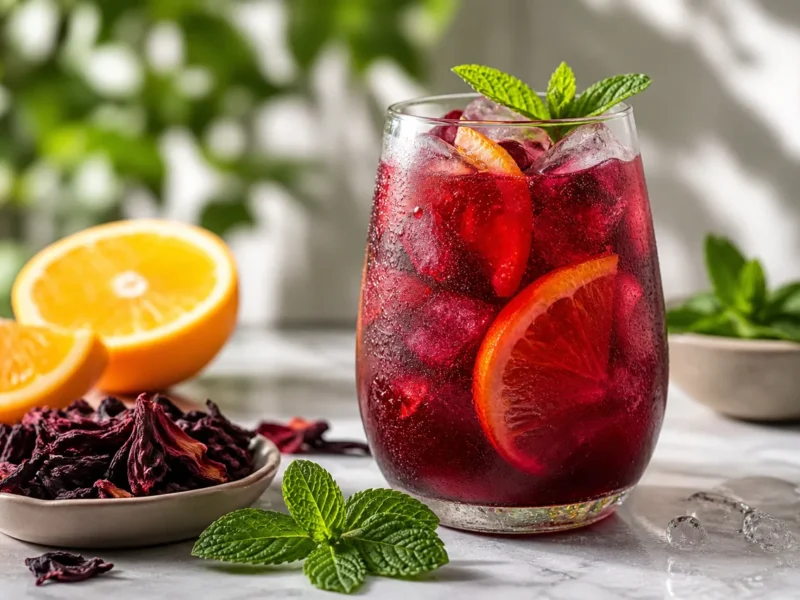 Agua de Jamaica (Hibisco) con Naranja y Menta — receta de cocina Mediterránea