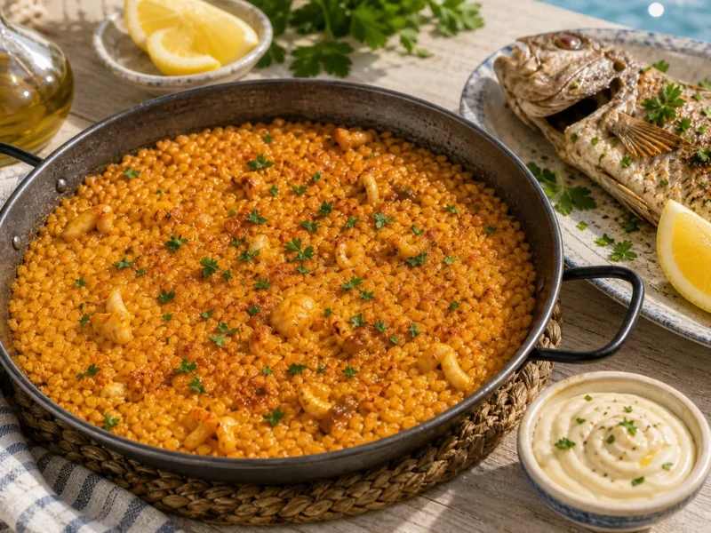 Arroz a banda con alioli y pescado de roca — receta de cocina Mediterránea