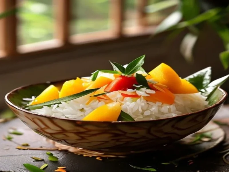 Arroz glutinoso con mango tailandes — receta de cocina Tailandesa