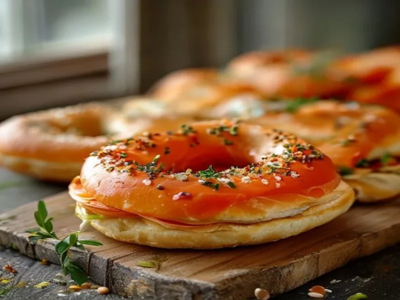 Bagel salmón ahumado — receta de cocina Internacional