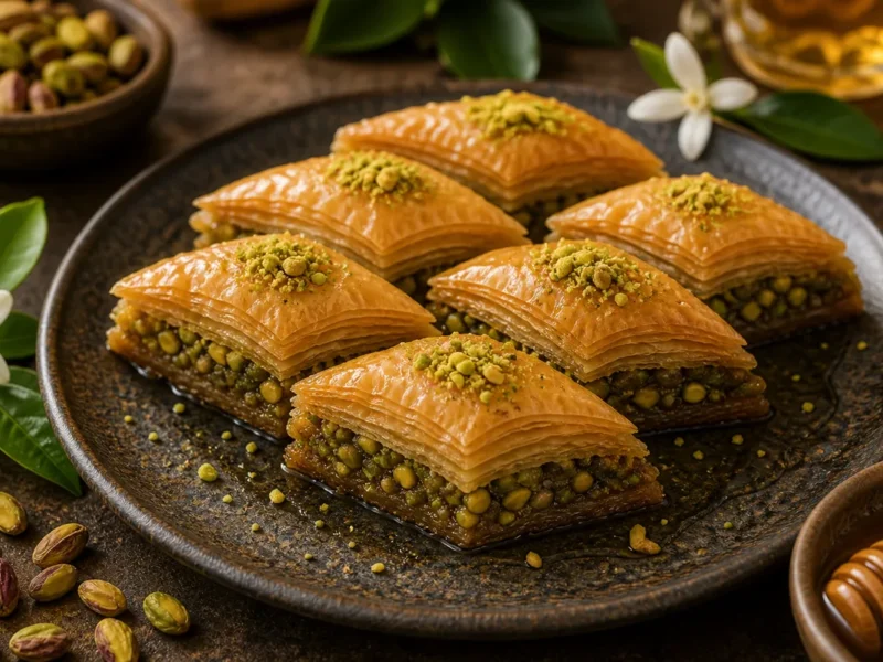 Baklava de pistachos y miel de azahar — receta de cocina Mediterránea