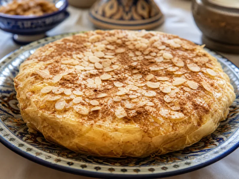 Bastilla (pastilla) de pollo y almendras — receta de cocina Marroquí