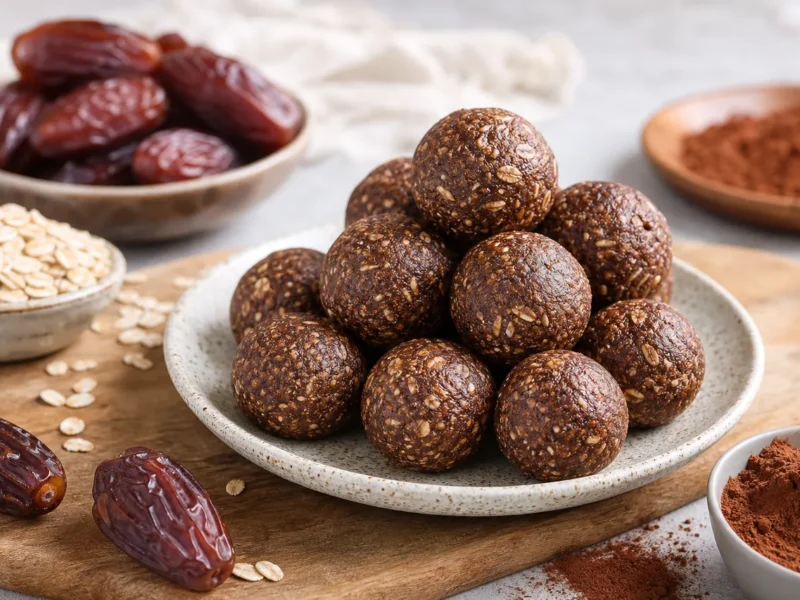 Bolas de Energía de Avena, Dátil y Cacao — receta de cocina méditerranéen