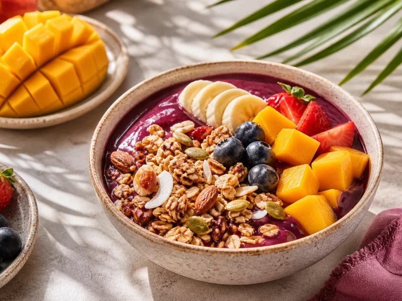 Bowl de Açaí con Granola Casera y Frutas Tropicales — receta de cocina Mediterránea