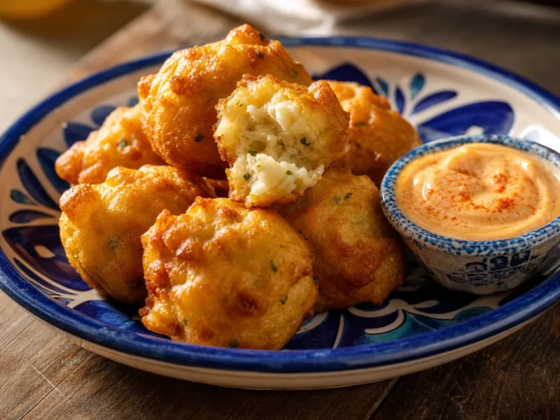 Buñuelos de bacalao con alioli de pimentón — receta de cocina Mediterránea