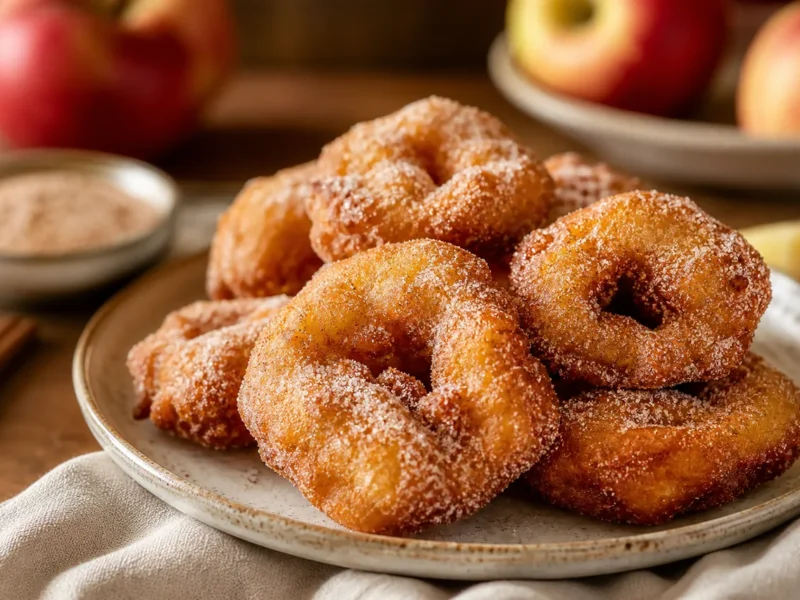 Buñuelos de manzana con azúcar y canela — receta de cocina Mediterránea