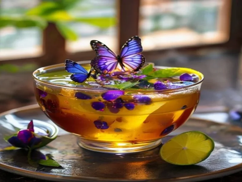 Butterfly pea tea lemonade — receta de cocina Tailandesa