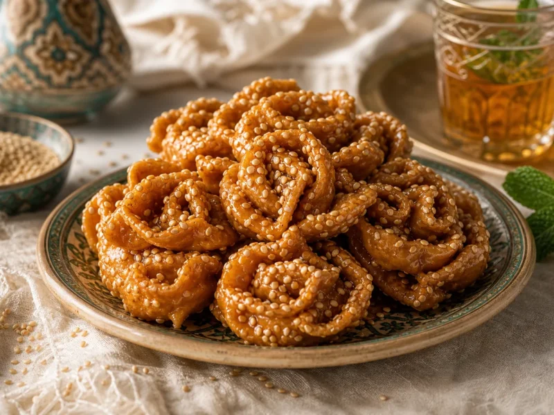 Chebakia: rosas de sésamo y miel al estilo marroquí — receta de cocina Marroquí