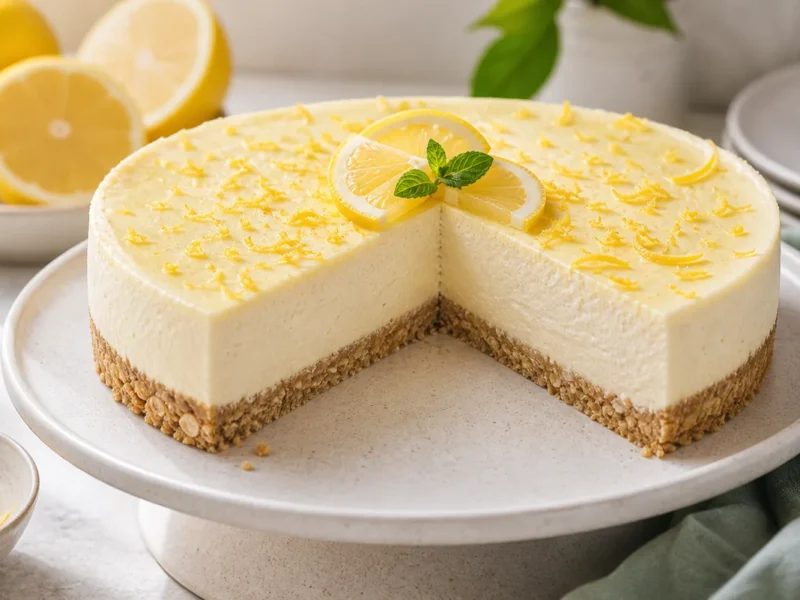 Cheesecake de limón sin horno con base de galleta — receta de cocina Mediterránea