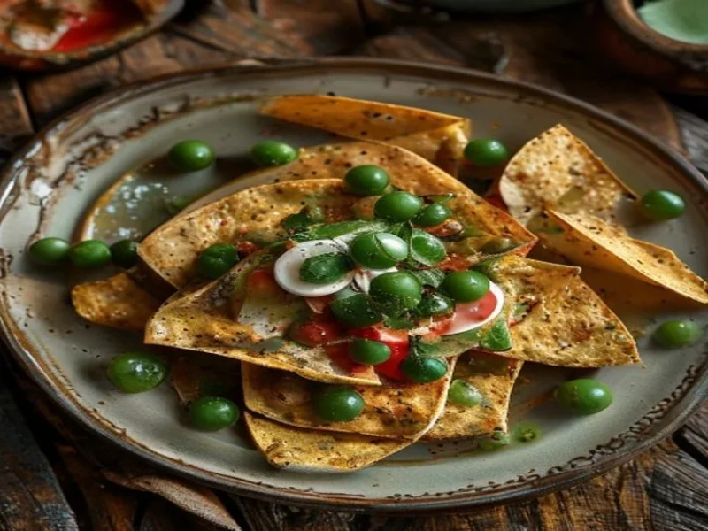 Chilaquiles verdes con crema — receta de cocina Mexicana