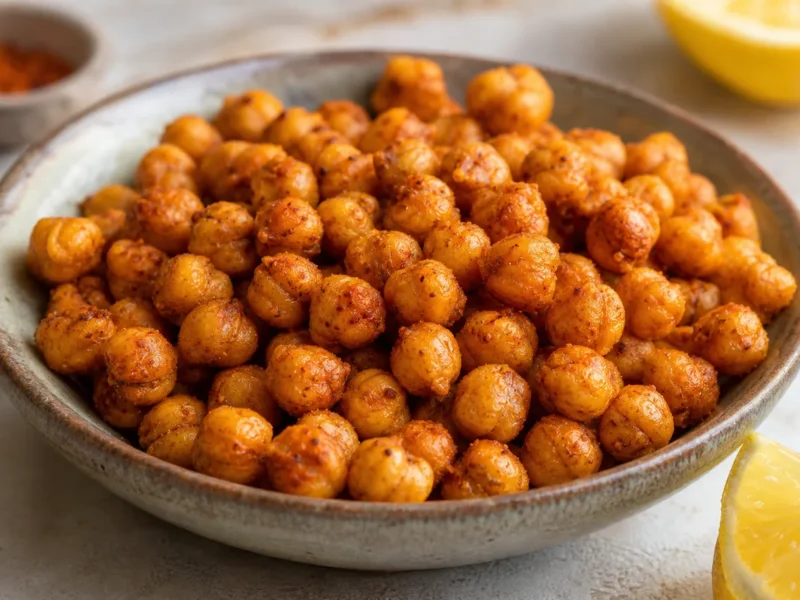 Chips de Garbanzos Asados con Pimentón y Limón — receta de cocina Mediterránea
