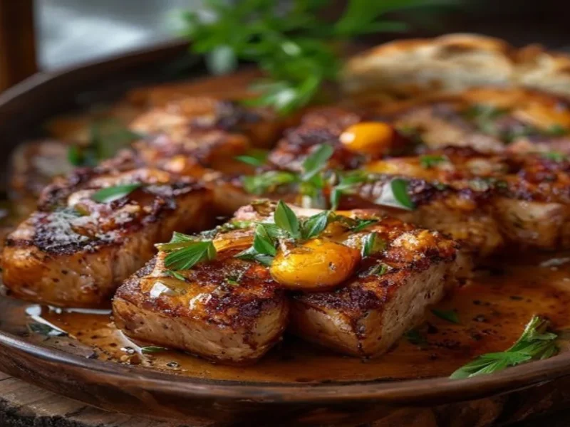 Chuletas de cerdo al horno con mostaza — receta de cocina Mediterránea
