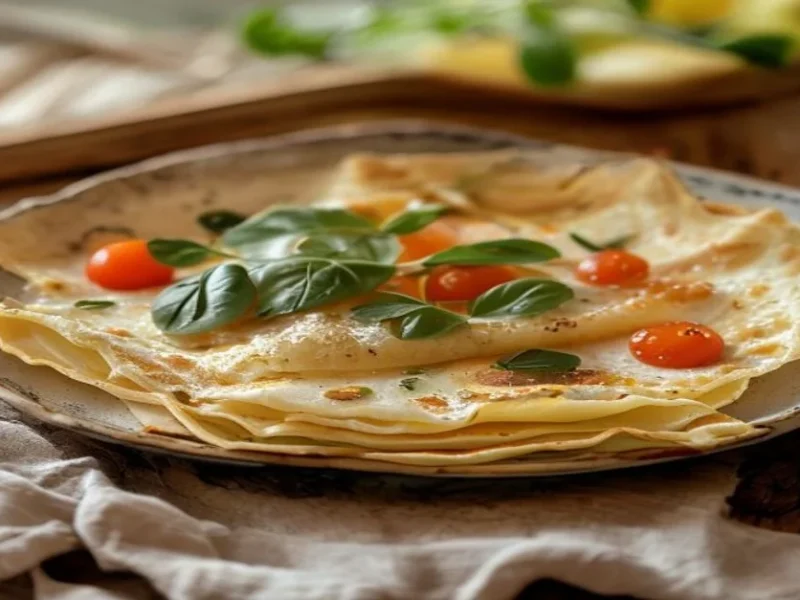 Crepes salados de espinacas — receta de cocina Mediterránea