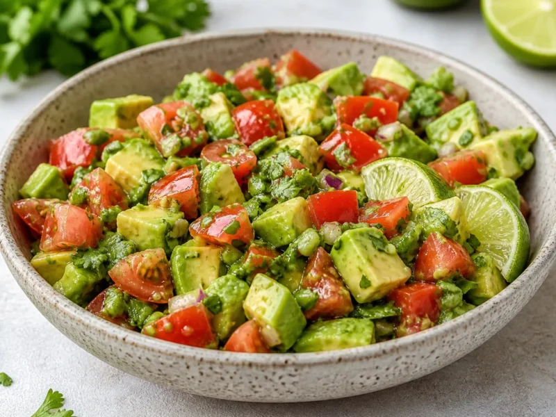 Ensalada de aguacate y tomate tipo guacamole — receta de cocina Mexicana