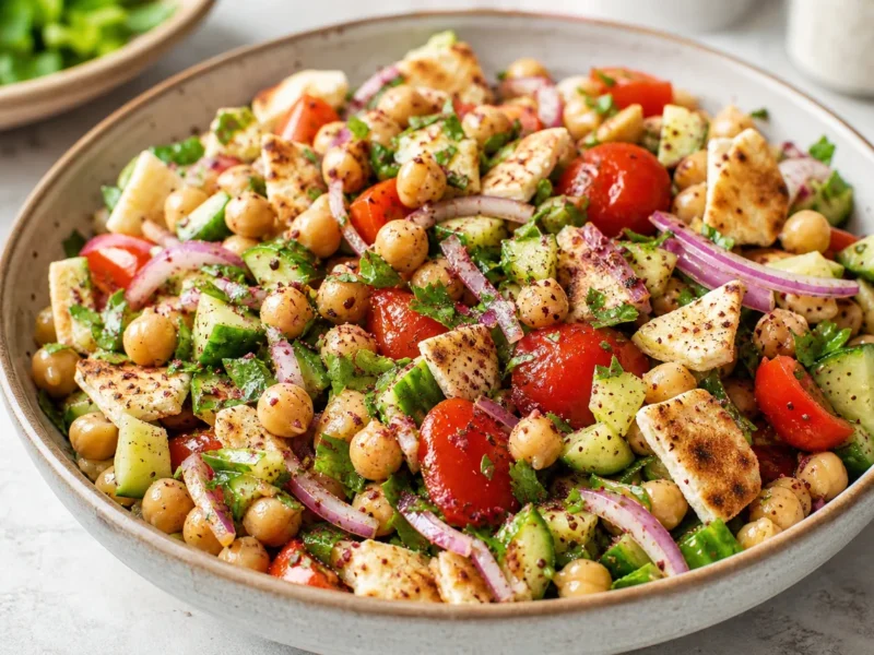 Ensalada árabe de garbanzos con sumac y pita — receta de cocina méditerranéen