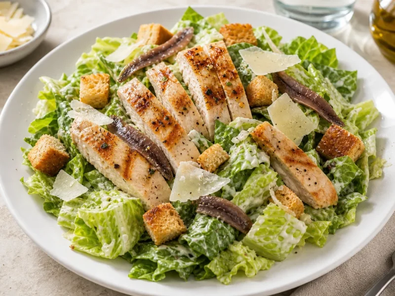 Salade César au poulet grillé et anchois — receta de cocina méditerranéen