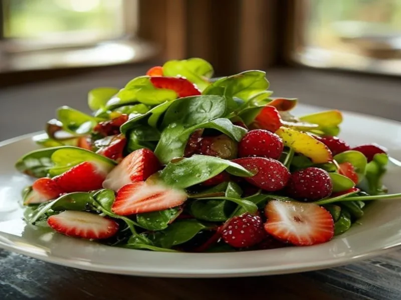 Salade d'épinards et de fraises — receta de cocina International