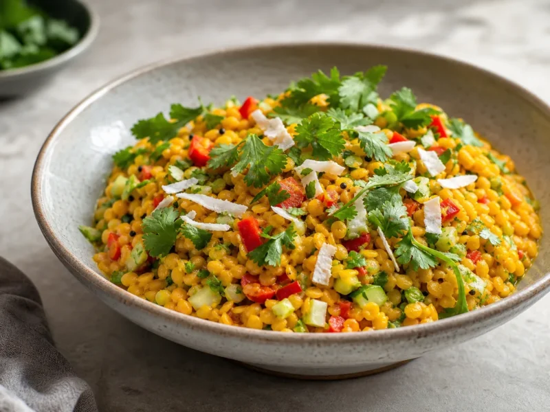 Salade de lentilles rouges au curcuma et lait de coco — receta de cocina méditerranéen