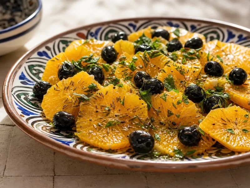Ensalada marroquí de naranja, aceitunas y comino — receta de cocina Marroquí