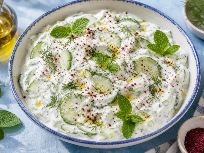 Salade de concombre et yaourt façon tzatziki — receta de cocina méditerranéen