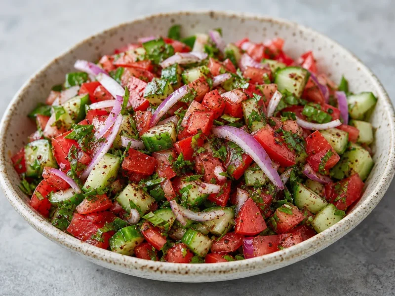 Salade turque de tomates et de concombres au sumac — receta de cocina méditerranéen
