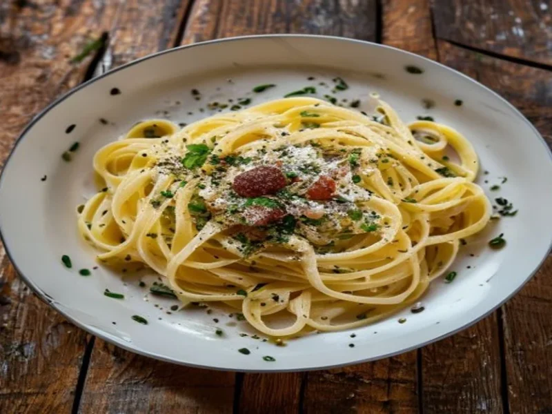 Spaghettis à la carbonara — receta de cocina italien