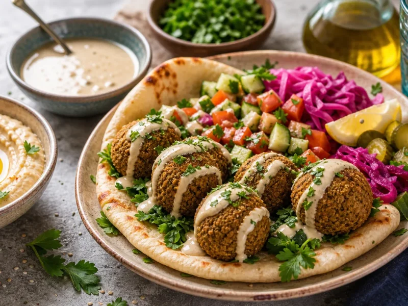 Falafel de pois chiches sauce tahini — receta de cocina méditerranéen