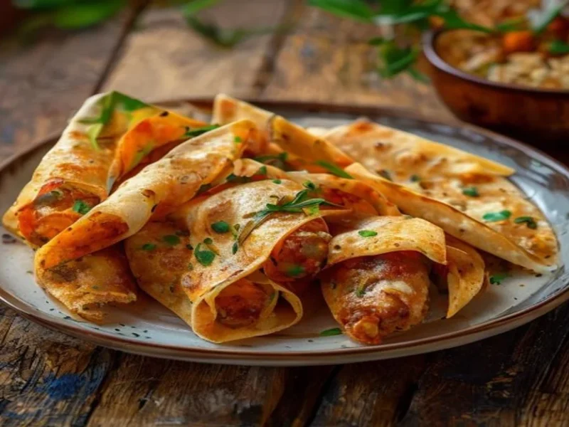 Flûtes de poulet croustillantes — receta de cocina Mexique
