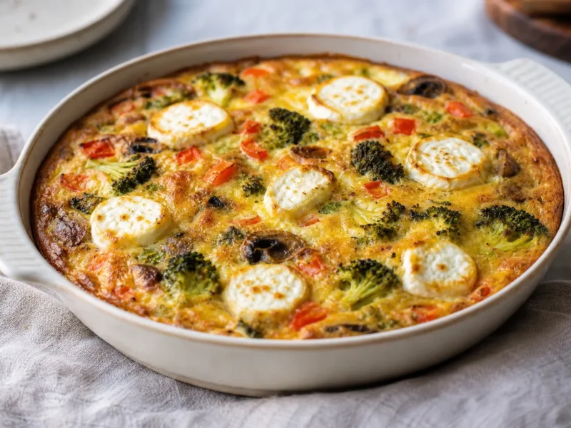Frittata de légumes au four avec fromage de chèvre — receta de cocina méditerranéen