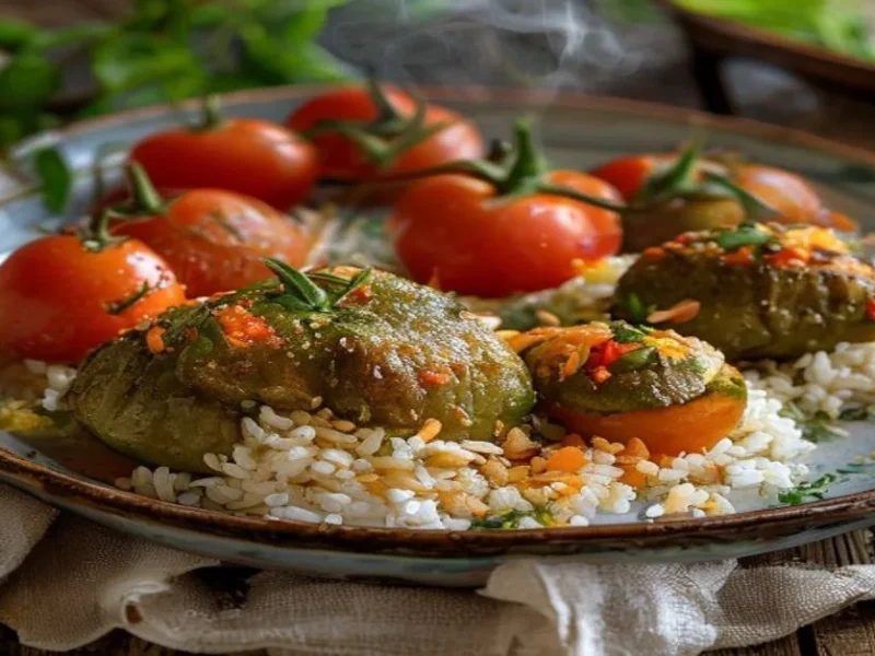 Gemista stuffed with rice and herbs — receta de cocina Mediterranean