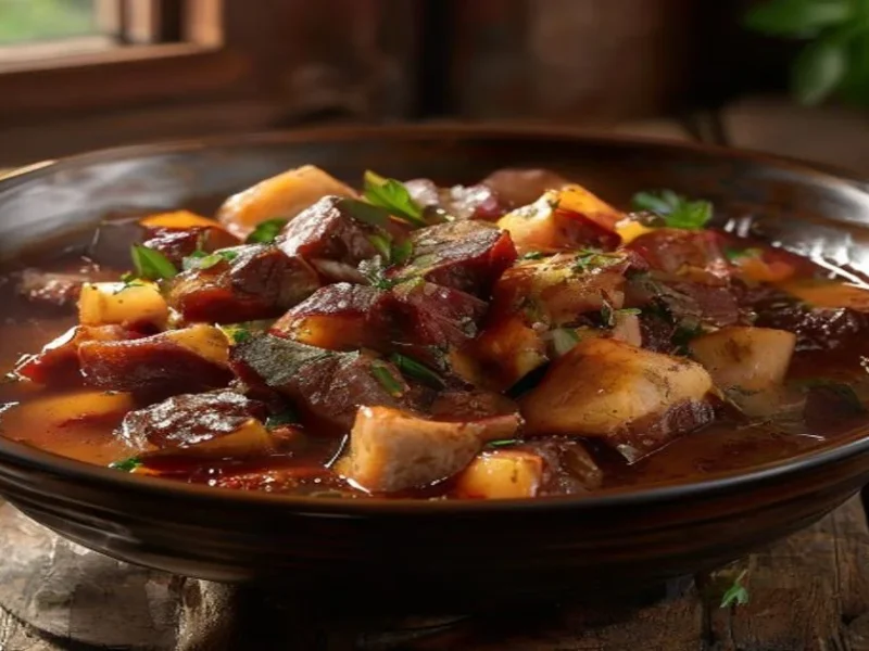 Hungarian beef goulash with paprika — receta de cocina International