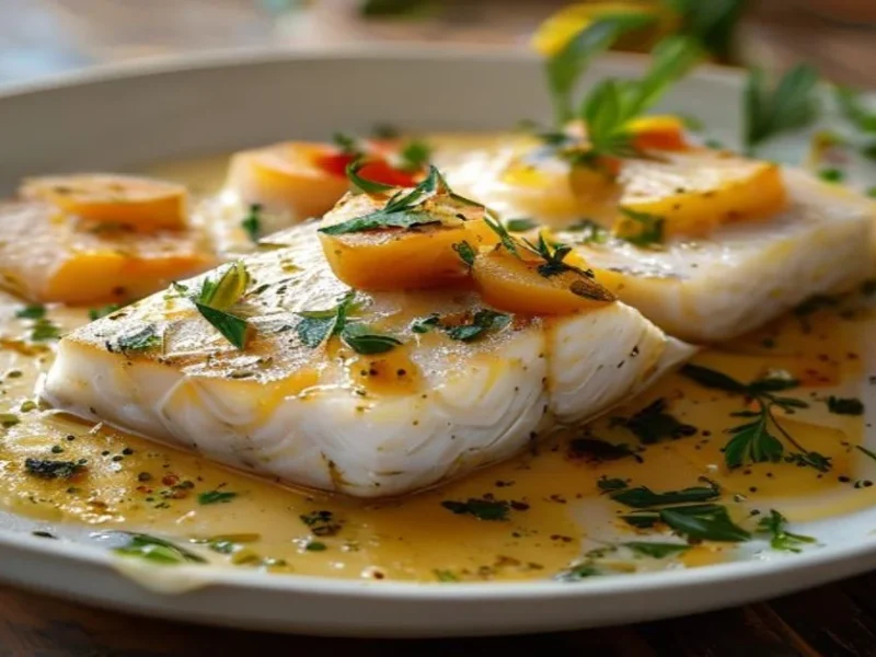 سمك الهلبوت في زبدة الليمون — receta de cocina اختياري