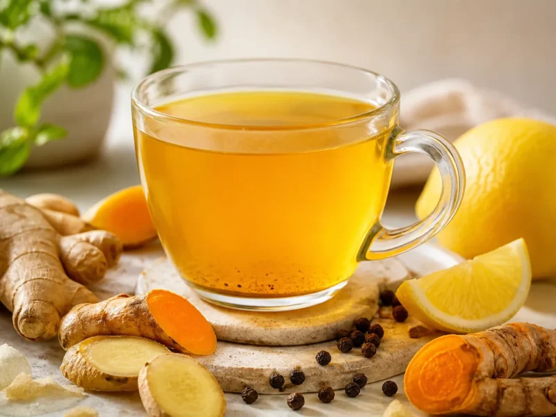 Infusión de Cúrcuma, Jengibre y Pimienta (especiado) — receta de cocina Mediterránea