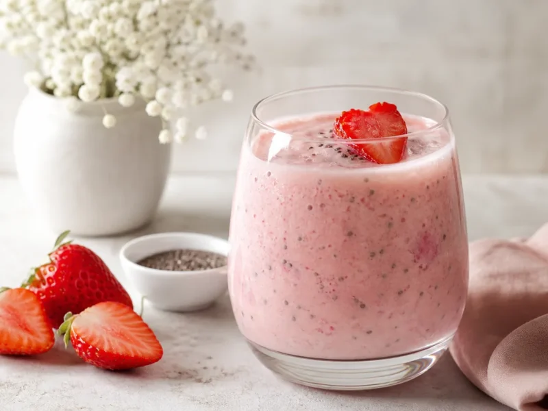 Kéfir de Fresa con Semillas de Chía y Vainilla — receta de cocina Mediterránea