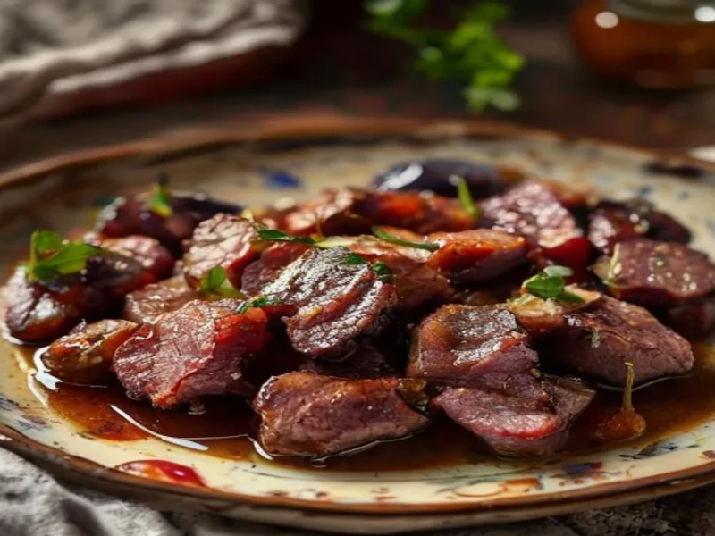 لحم الخنزير في صلصة البرقوق — receta de cocina متوسطة