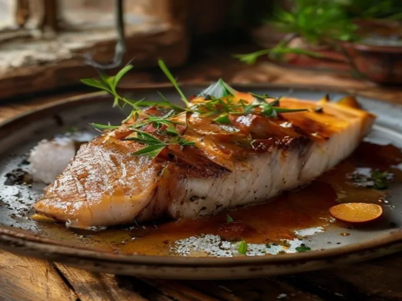 باس البحر المخبوز مع قشرة الملح — receta de cocina متوسطة