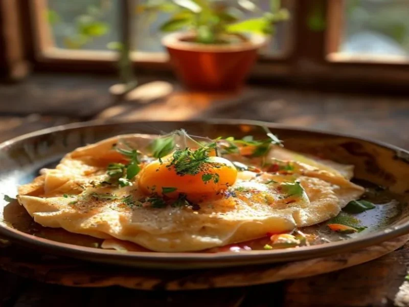 ملواخ مع البيض والصلصة — receta de cocina متوسطة
