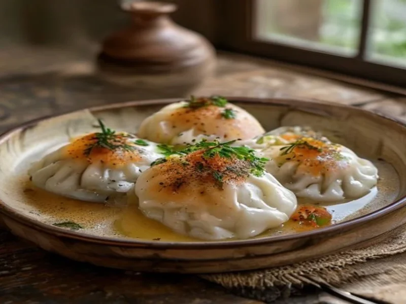 مانتي تركي بالزبادي والثوم — receta de cocina متوسطة