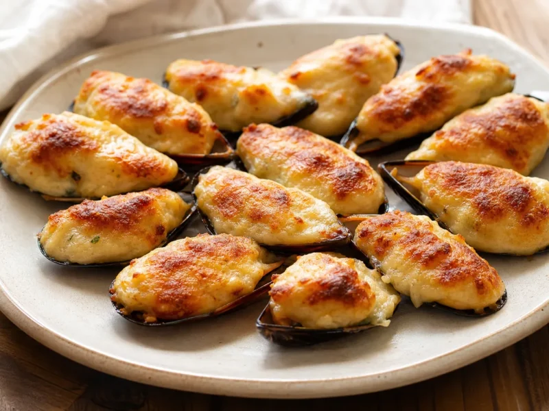 Mejillones tigre rellenos gratinados — receta de cocina متوسطة