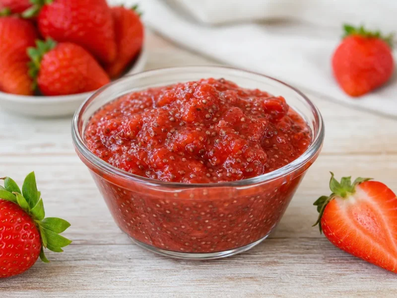مربى الفراولة الخالية من السكر مع الشيا — receta de cocina متوسطة