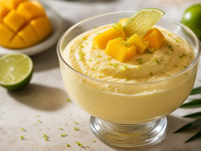 Mousse de mango con leche condensada y lima — receta de cocina Mediterránea