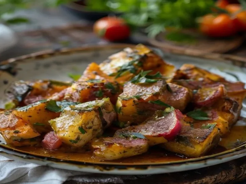 Musaka griega de berenjena y carne — receta de cocina Mediterránea