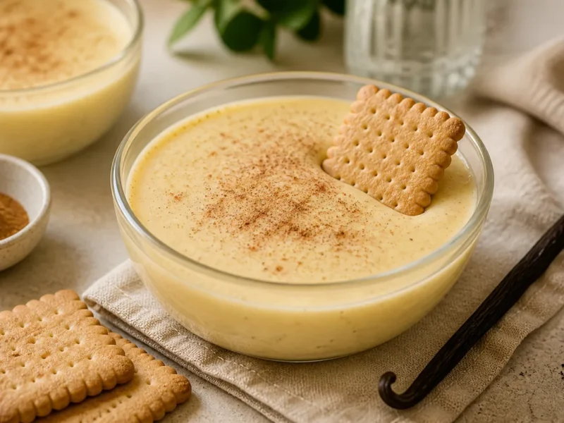 Natillas de vainilla caseras con galleta — receta de cocina Mediterránea