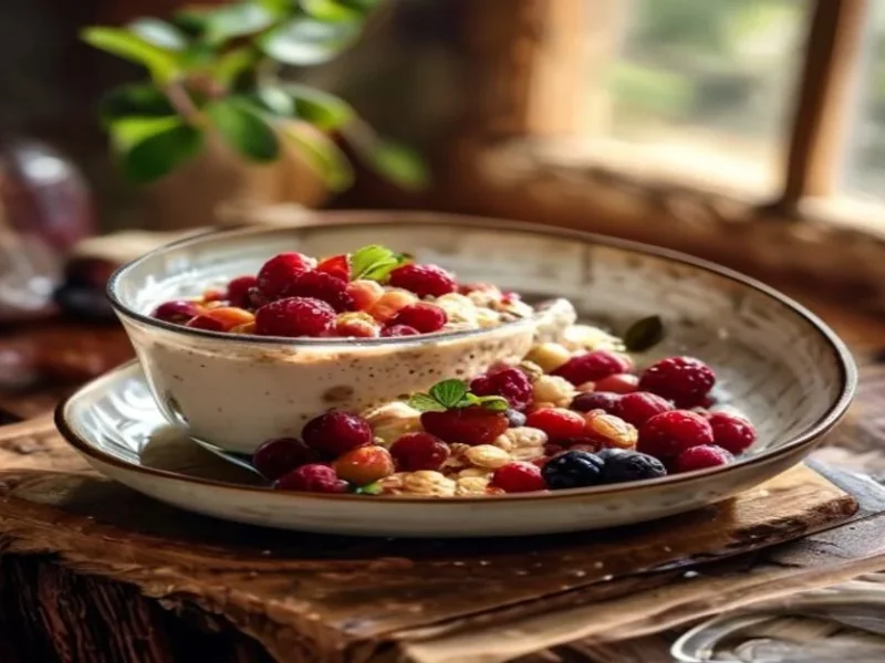 Overnight oats con frutos rojos — receta de cocina Internacional