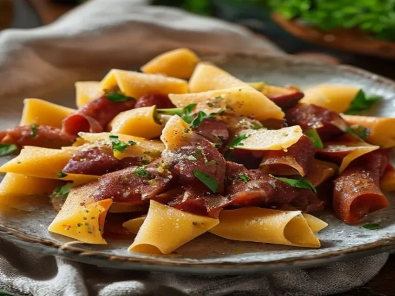 Paccheri con Ragù di Salsiccia — receta de cocina Italiana