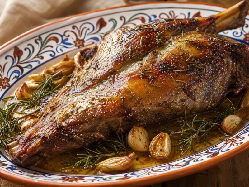Épaule d'agneau au four à l'ail et au romarin — receta de cocina méditerranéen