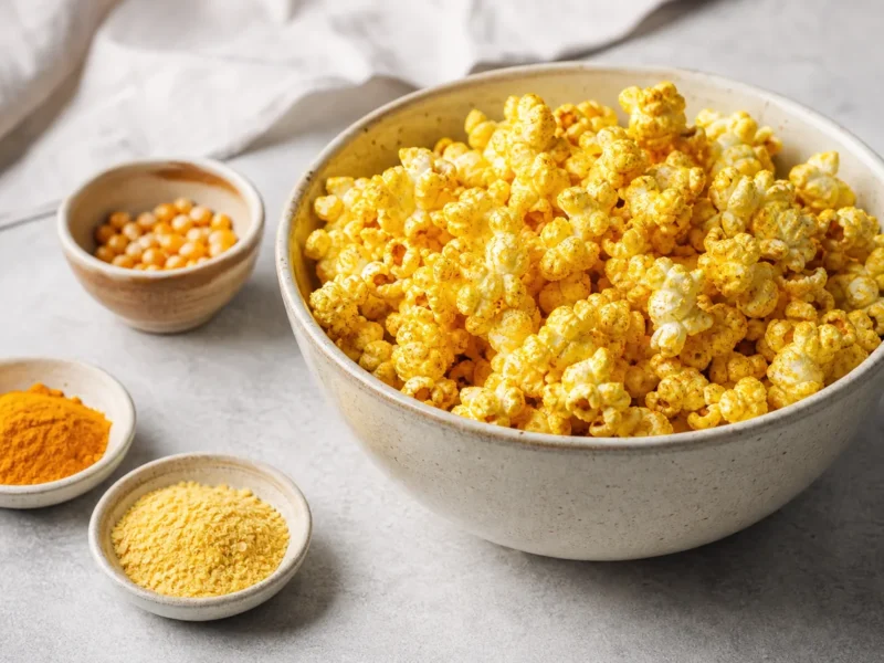 Popcorn avec levure nutritionnelle et curcuma — receta de cocina méditerranéen