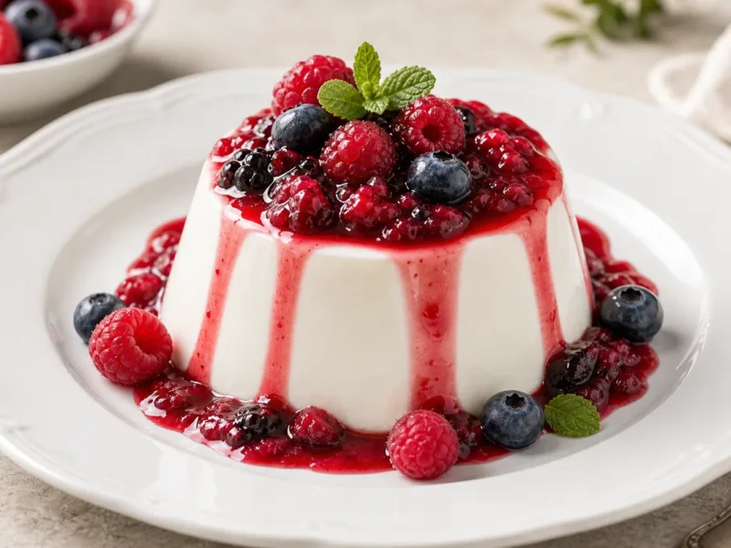 Panna cotta au yaourt et compote de fruits rouges — receta de cocina méditerranéen