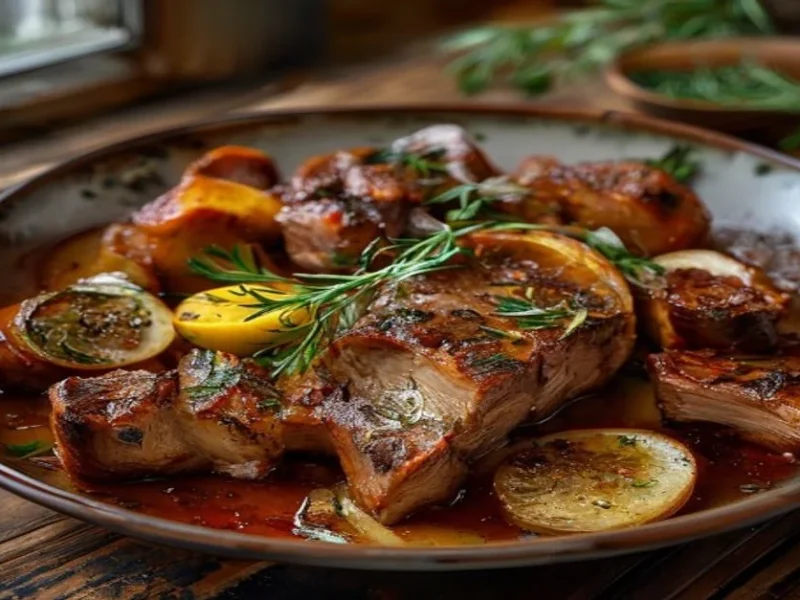 Pierna de cordero al horno con romero y limon — receta de cocina Mediterránea
