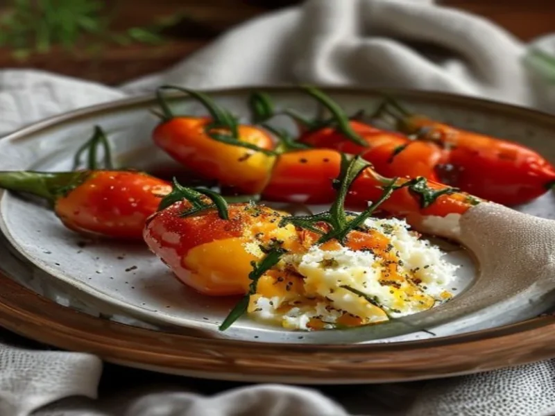 Pimientos del piquillo rellenos de queso — receta de cocina Mediterránea